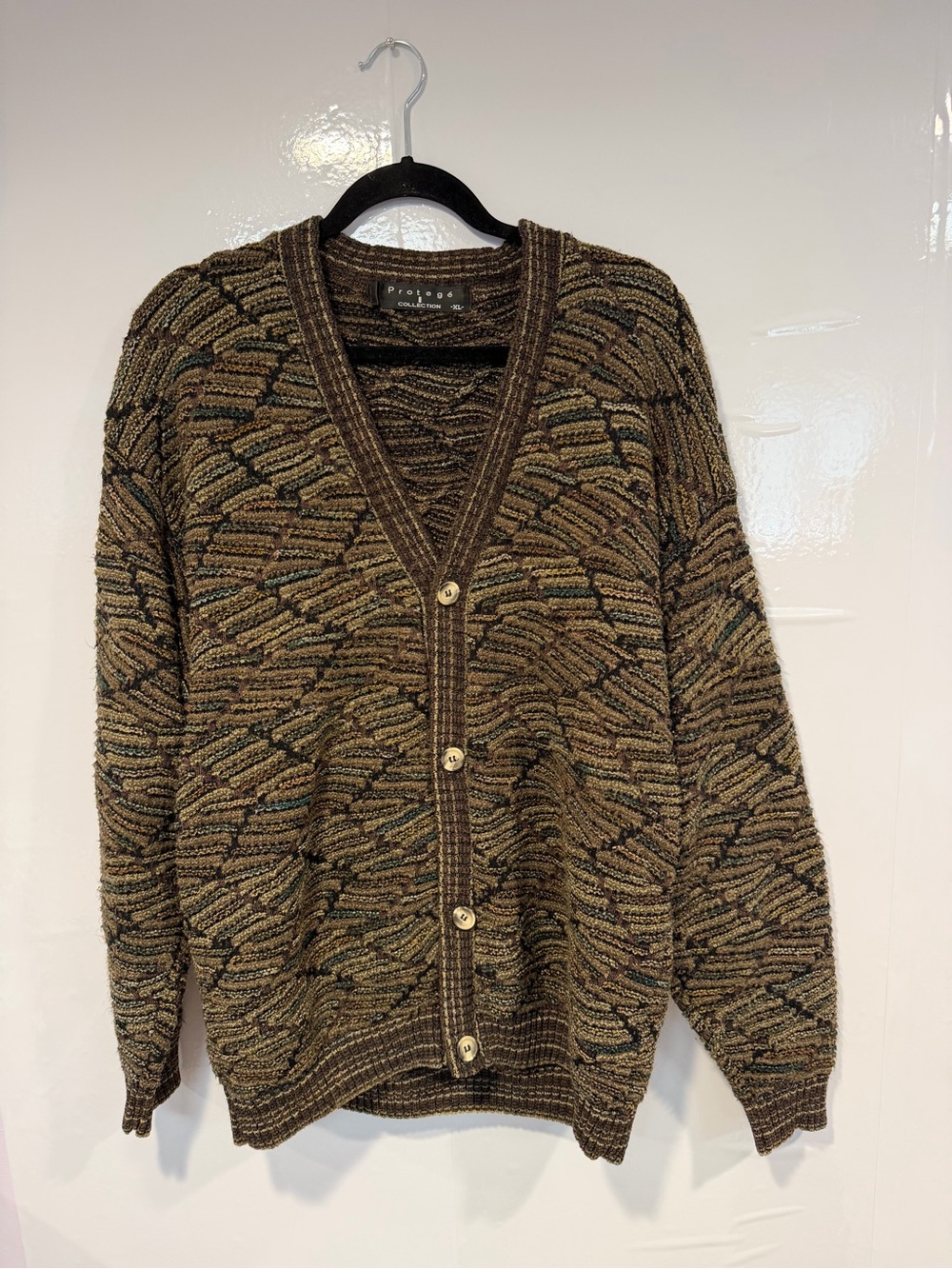 Vintage‎ Style Brown Protege Patterned Button-Up Sweater Cardigan